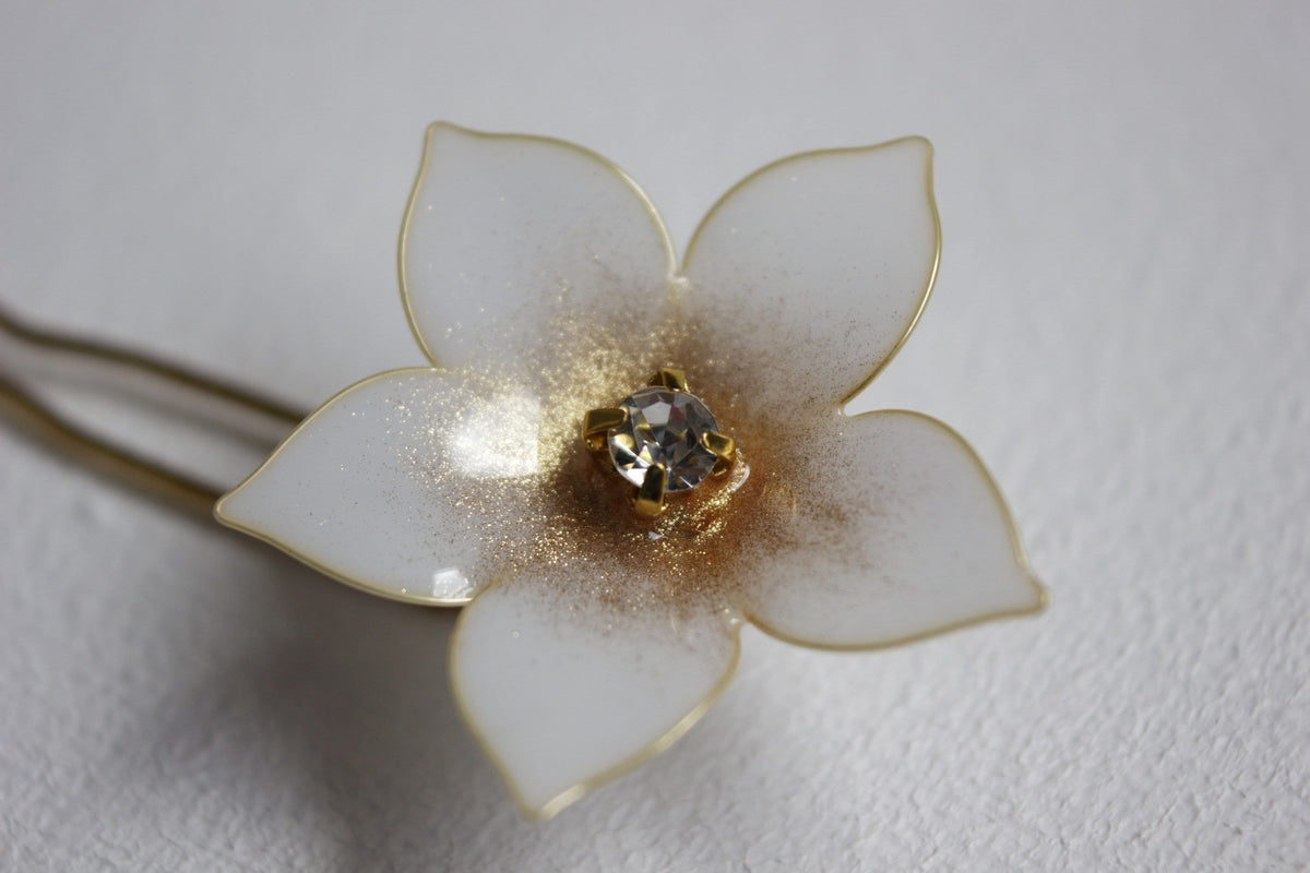 Dusty Blue & White Forget-Me-Not Hair Pins